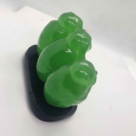 Brand New JADE Glass Three Wise Monkeys - Picture 4 of 6
